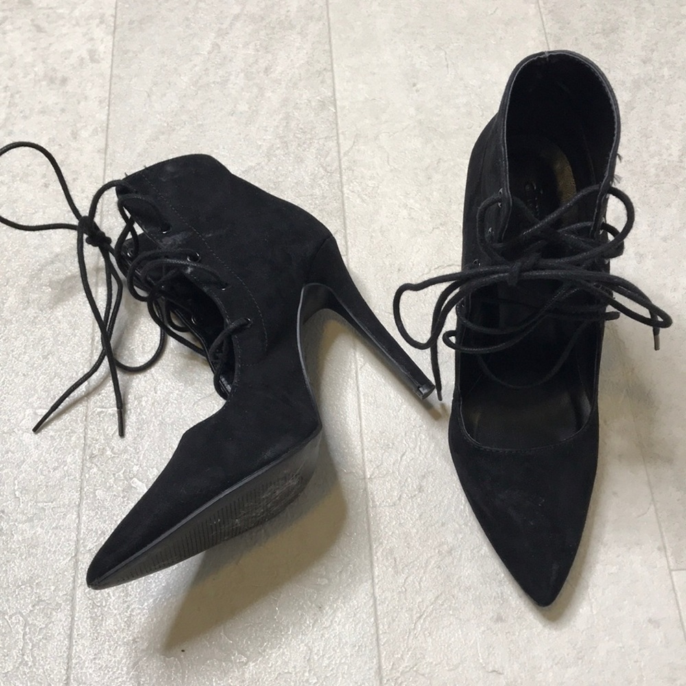 Charlotte Russe Heeled Booties Sz 7 Black Lace Up